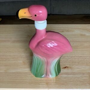 Vintage 1987 Ceramic Pink Flamingo Pump Soap Dispenser Ronnie's Ceramic Company